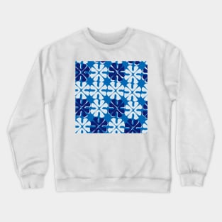 blue and white pattern flowers Crewneck Sweatshirt